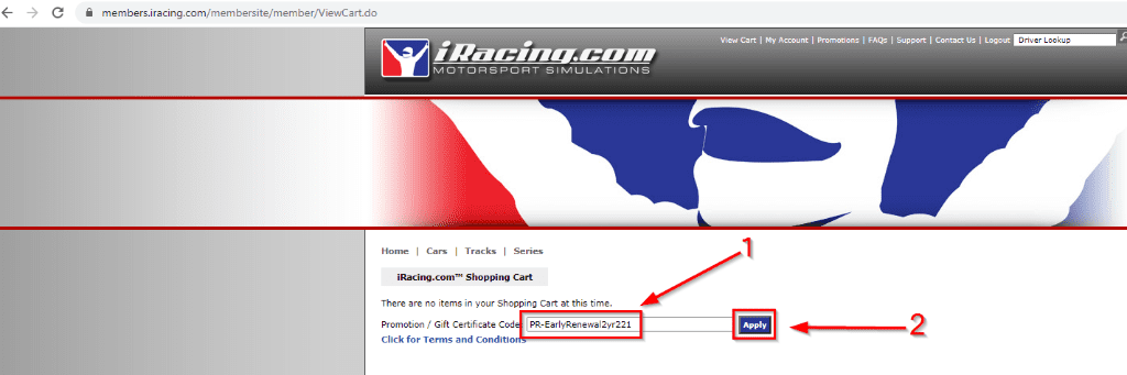 Canjear Descuento iRacing